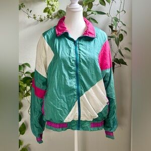 Vintage Otello Pelle Colorblock Windbreaker Jacket - Size Medium